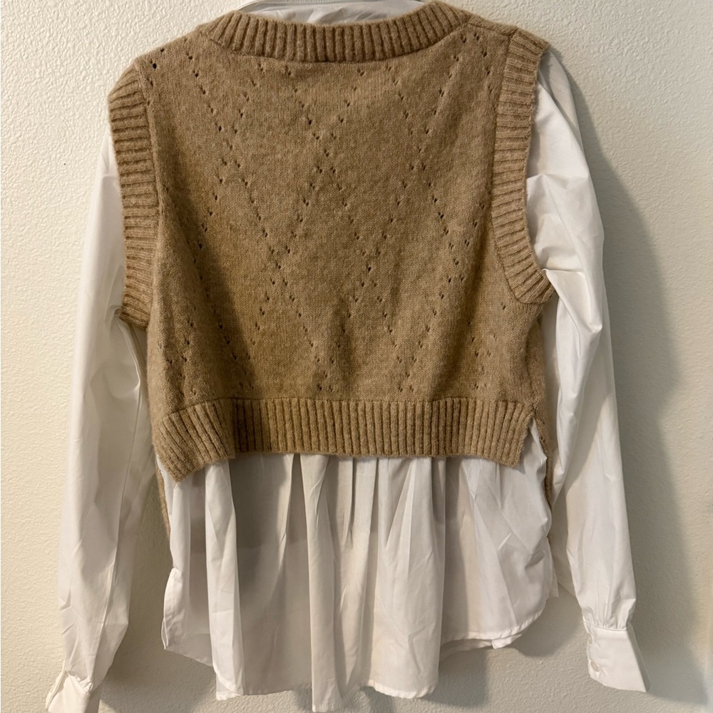 Layered mixed media sweater